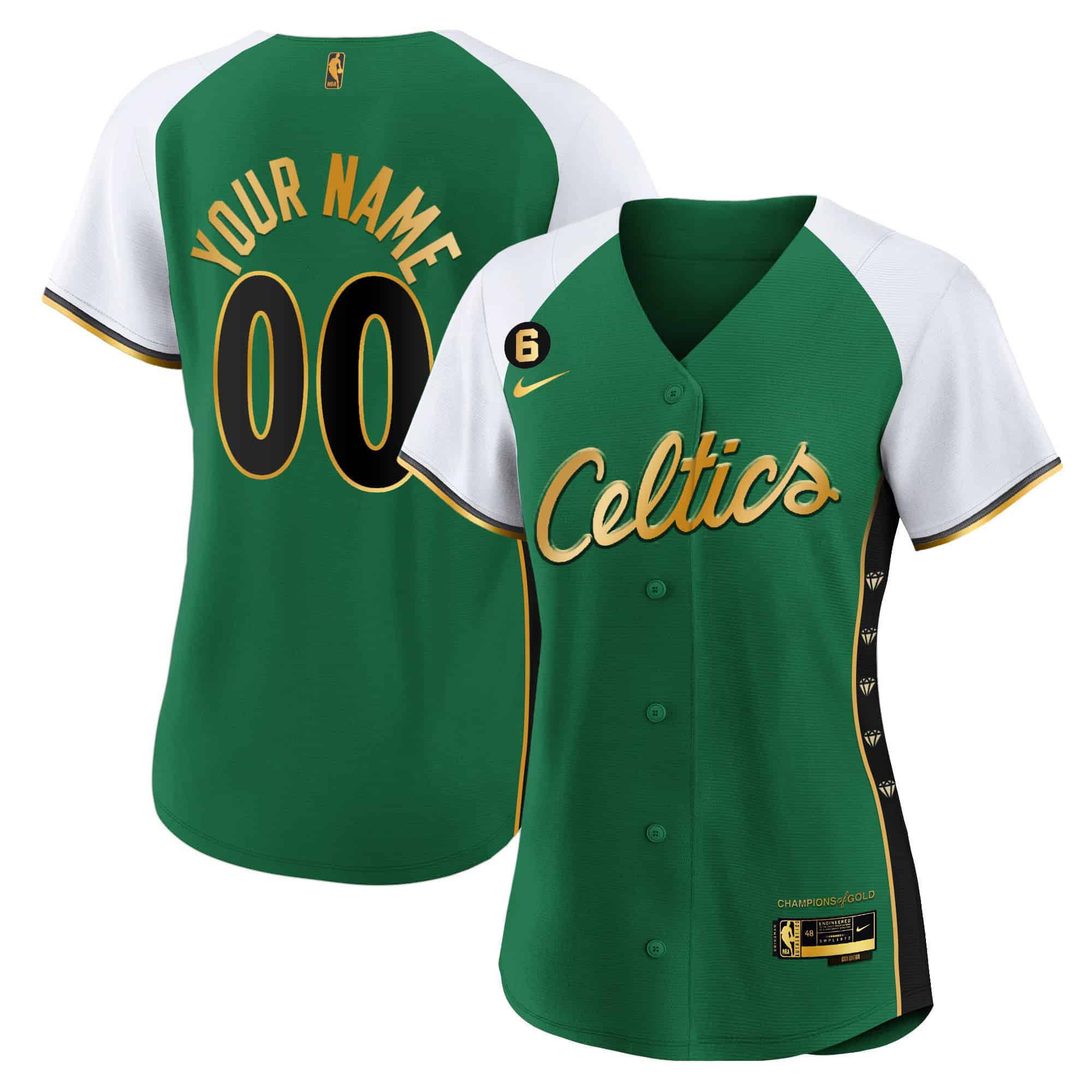 Women Boston Celtics Green 2024 Nike Baseball Custom NBA Jersey style 3->customized nba jersey->Custom Jersey
